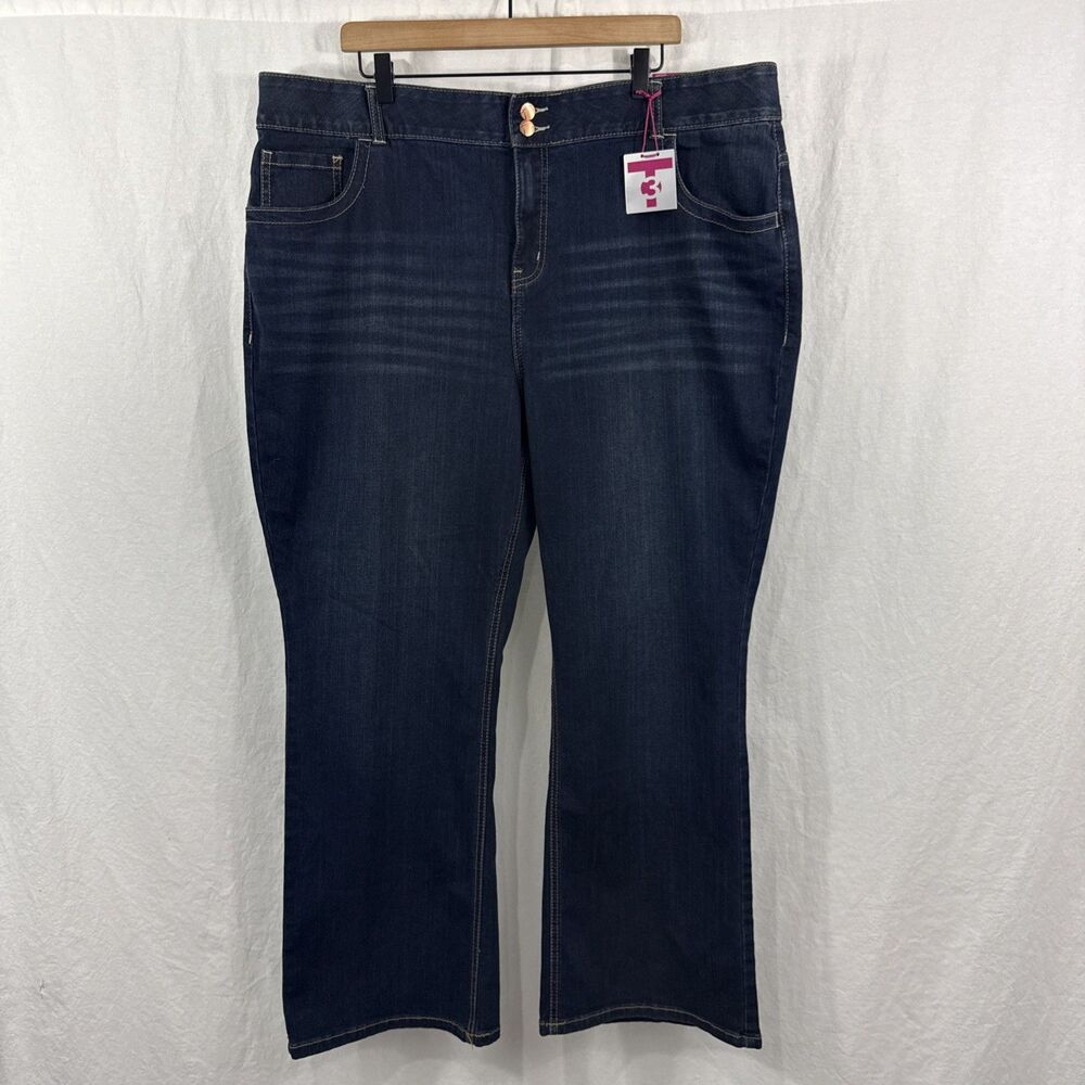 Lane Bryant Womens Sz 24 Short Bootcut Blue Dark Wash Jeans Western Casual